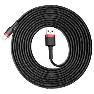 Wytrzymały nylonowy kabel przewód USB Iphone Lightning QC3.0 2A 3M czarno-czerwony BASEUS