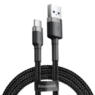 Wytrzymały nylonowy kabel przewód USB USB-C 2A 3M czarno-szary BASEUS