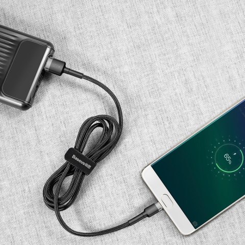 Wytrzymały nylonowy kabel przewód USB microUSB 2A 3M czarno-szary BASEUS