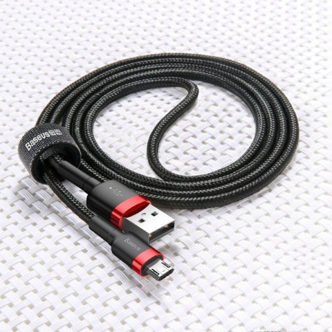 Wytrzymały nylonowy kabel przewód USB microUSB 2A 3M czarno-szary BASEUS