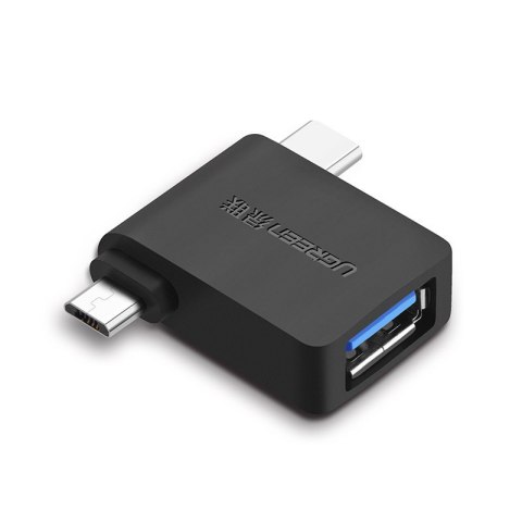 Adapter przejściówka OTG 2w1 USB do USB-C / micro USB - czarny UGREEN