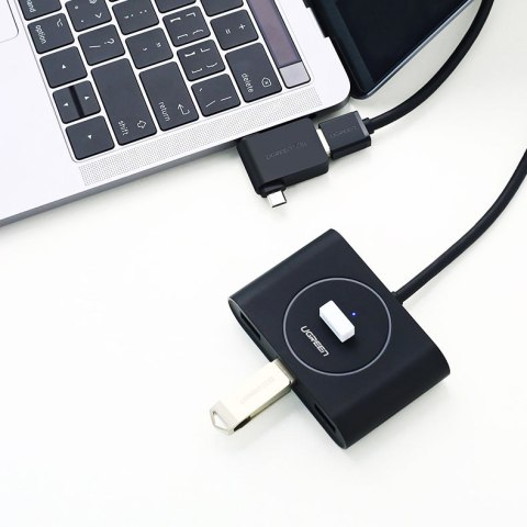 Adapter przejściówka OTG 2w1 USB do USB-C / micro USB - czarny UGREEN