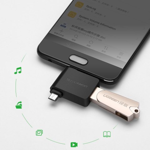 Adapter przejściówka OTG 2w1 USB do USB-C / micro USB - czarny UGREEN