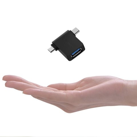 Adapter przejściówka OTG 2w1 USB do USB-C / micro USB - czarny UGREEN