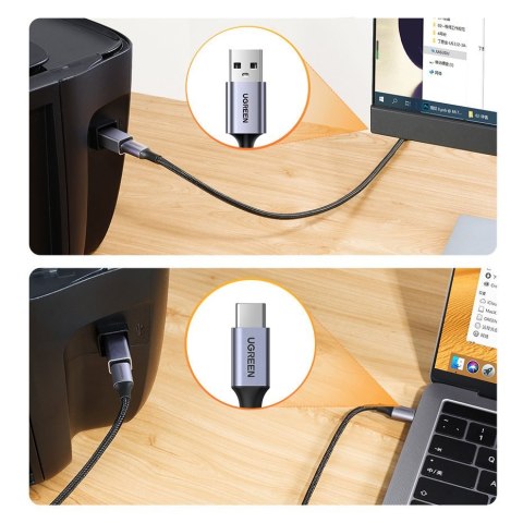 Adapter przejściówka wtyczka z USB-C do USB-B do drukarki dysku - szary UGREEN