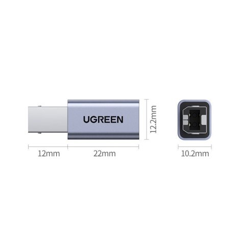 Adapter przejściówka wtyczka z USB-C do USB-B do drukarki dysku - szary UGREEN