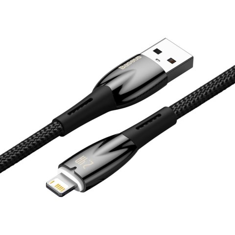 Glimmer Series kabel USB-A Iphone Lightning 480Mb-s 2.4A 2m czarny BASEUS