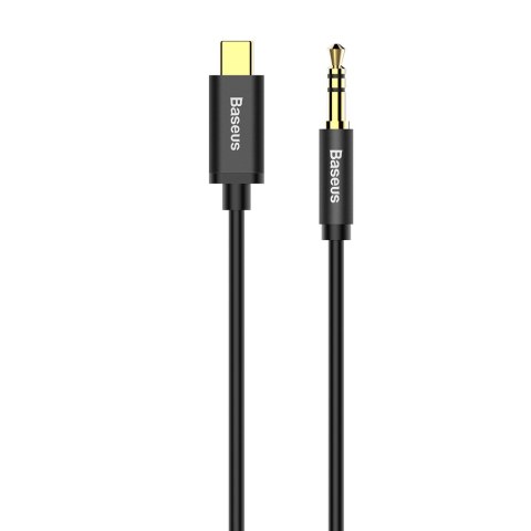 Kabel audio stereo przejścióka AUX 3.5mm Mini Jack - USB-C 120cm - czarny BASEUS