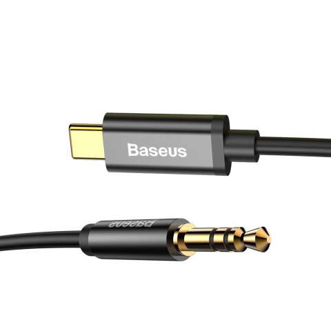 Kabel audio stereo przejścióka AUX 3.5mm Mini Jack - USB-C 120cm - czarny BASEUS