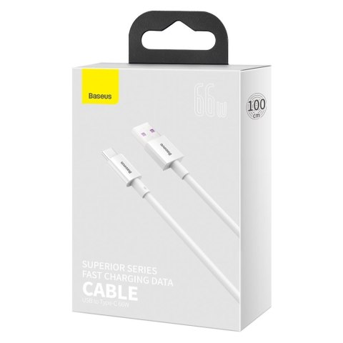 Kabel przewód Superior USB - USB-C 66W 6A 1m - biały BASEUS