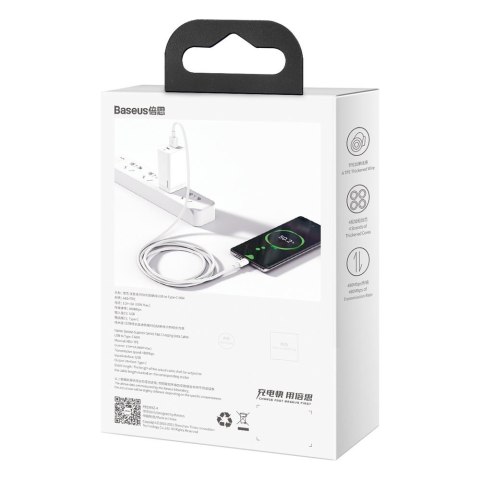 Kabel przewód Superior USB - USB-C 66W 6A 2m - biały BASEUS