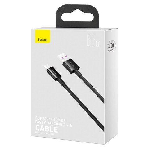 Kabel przewód Superior do Huawei USB - USB-C 11V / 6A SuperCharge 1m - czarny BASEUS