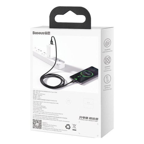 Kabel przewód Superior do Huawei USB - USB-C 11V / 6A SuperCharge 1m - czarny BASEUS