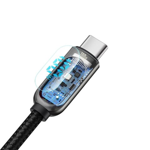 Kabel przewód USB-C - USB-C z wyświetlaczem miernikiem mocy 2m - czarny BASEUS