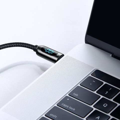 Kabel przewód USB-C - USB-C z wyświetlaczem miernikiem mocy 2m - czarny BASEUS