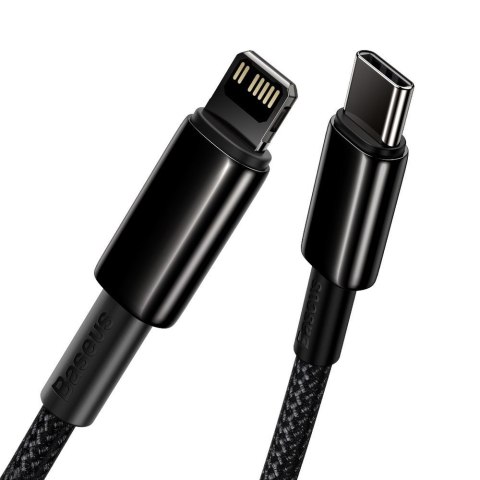 Kabel przewód do iPhone USB-C - Lightning szybkie ładowanie 20W 2m - cały czarny BASEUS