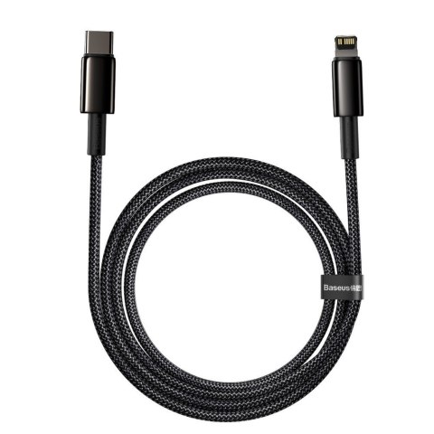 Kabel przewód do iPhone USB-C - Lightning szybkie ładowanie 20W 2m - cały czarny BASEUS