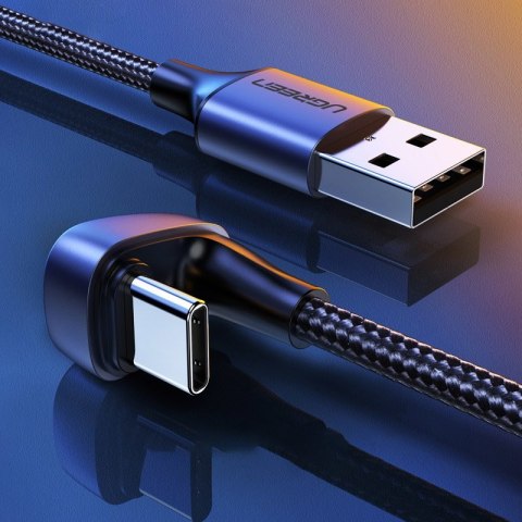 Kabel przewód kątowy USB - USB-C dla graczy QC AFC FCP 1m - szary UGREEN