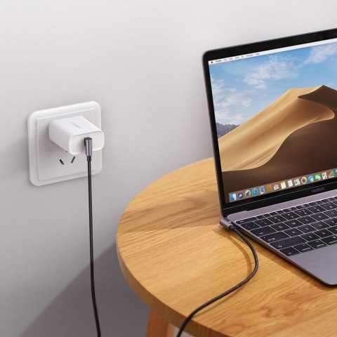 Kabel przewód kątowy z bocznym wtykiem USB-C na USB-C Quick Charge 1m - szary UGREEN