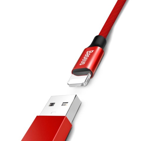 Kabel przewód w materiałowym oplocie USB - iPhone Lightning 1.8m - czerwony BASEUS