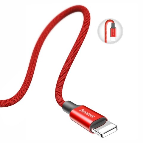 Kabel przewód w materiałowym oplocie USB - iPhone Lightning 1.8m - czerwony BASEUS