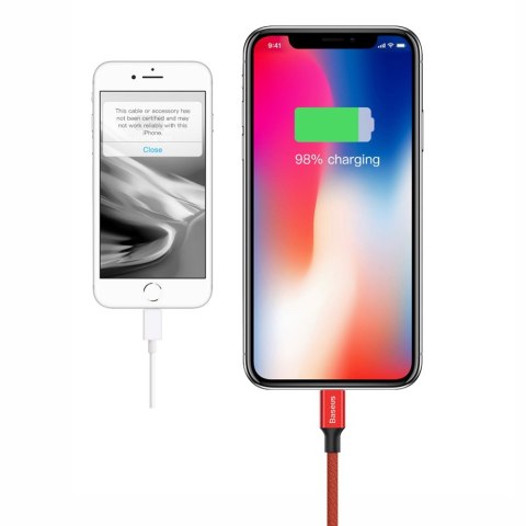 Kabel przewód w materiałowym oplocie USB - iPhone Lightning 1.8m - czerwony BASEUS