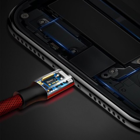 Kabel przewód w materiałowym oplocie USB - iPhone Lightning 1.8m - czerwony BASEUS