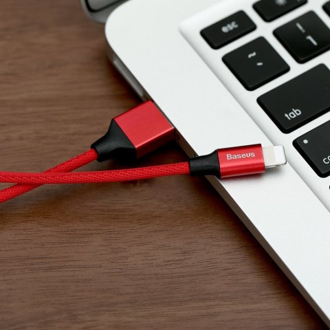 Kabel przewód w materiałowym oplocie USB - iPhone Lightning 1.8m - czerwony BASEUS