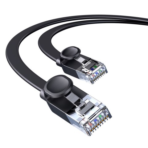 Kabel sieciowy płaski Patchcord RJ45 Speed Six 1000Mbps 10m - czarny BASEUS