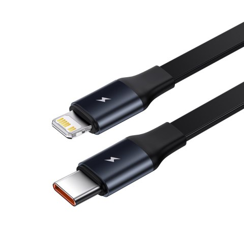 Ładowarka samochodowa 2w1 USB-C + iPhone Lightning zwijany przewód 75cm 30W - czarny BASEUS