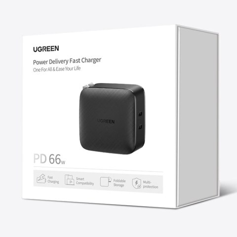 Ładowarka sieciowa 2x USB-C 66W Power Delivery 3.0 Quick Charge 4.0 - czarny UGREEN