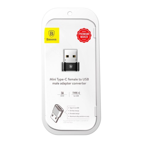 Mała przejściówka adapter wtyczka ze złącza USB-C na USB - czarny BASEUS