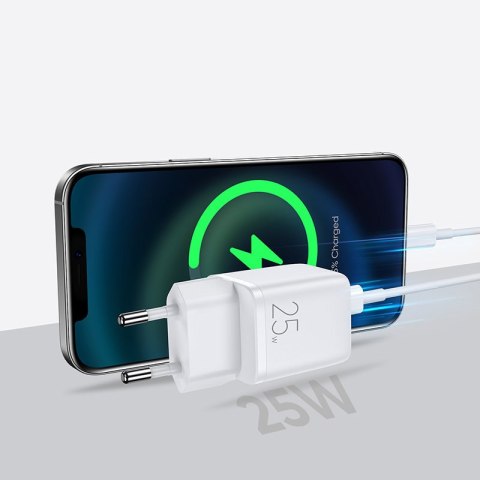 Mała szybka ładowarka zasilacz USB-C PD 5-12V 25W - biały JOYROOM