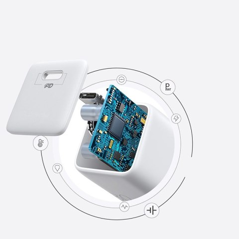 Mała szybka ładowarka zasilacz USB-C PD 5-12V 25W - biały JOYROOM