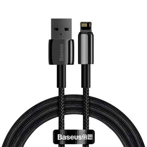 Przewód kabel w oplocie do iPhone USB - Lightning 1m - cały czarny BASEUS