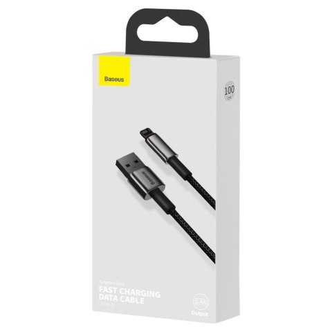 Przewód kabel w oplocie do iPhone USB - Lightning 1m - cały czarny BASEUS