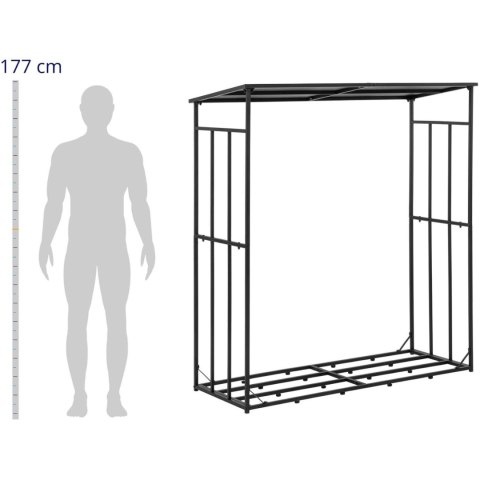 Stojak na drewno opałowe metalowy zewnętrzny z dachem do 300 kg 161 x 65 x 177 cm Hillvert