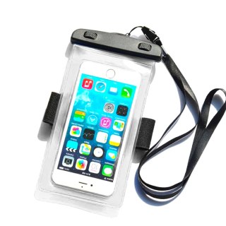 Wodoodporny pokrowiec etui do telefonu z opaską armband PVC - przezroczyste HURTEL