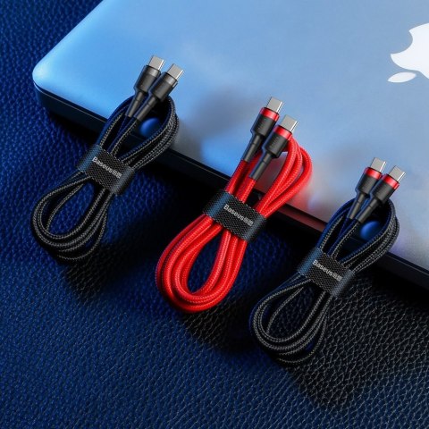 Wytrzymały kabel przewód w oplocie USB-C do USB-C QC3 1m - czerwony BASEUS