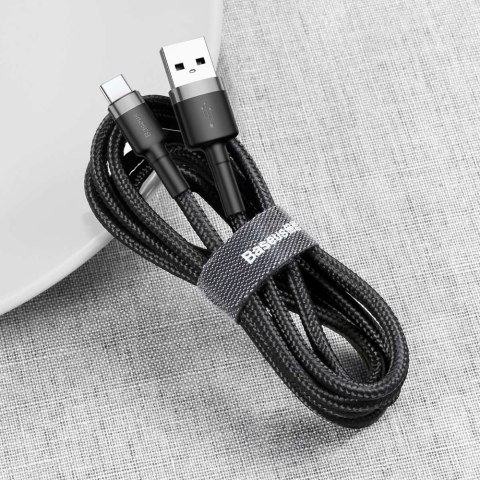 Wytrzymały kabel przewód w oplocie USB do USB-C QC3 0.5m - czarno-szary BASEUS