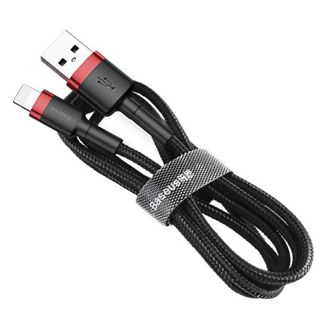 Wytrzymały kabel przewód w oplocie USB do iPhone Lightning QC3 2m - czarno-czerwony BASEUS