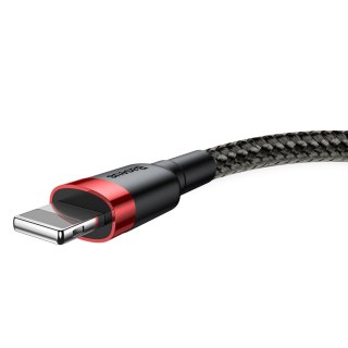 Wytrzymały kabel przewód w oplocie USB do iPhone Lightning QC3 2m - czarno-czerwony BASEUS