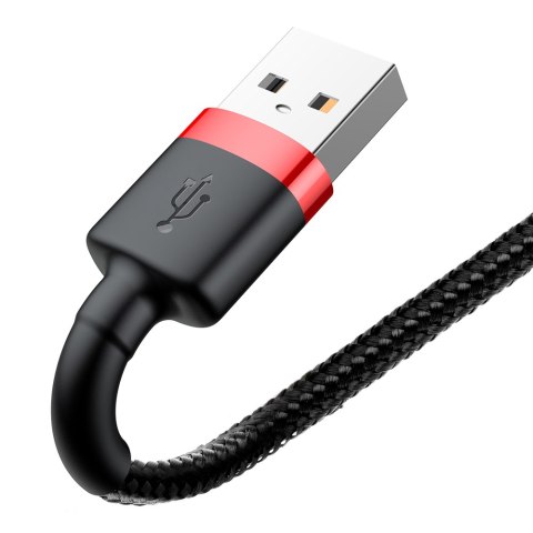 Wytrzymały kabel przewód w oplocie USB do iPhone Lightning QC3 2m - czarno-czerwony BASEUS