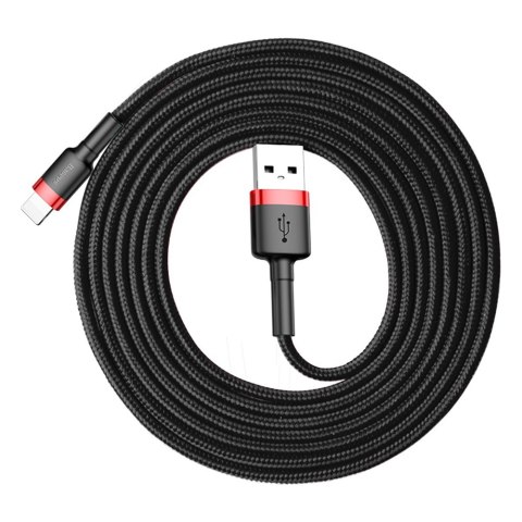 Wytrzymały kabel przewód w oplocie USB do iPhone Lightning QC3 2m - czarno-czerwony BASEUS