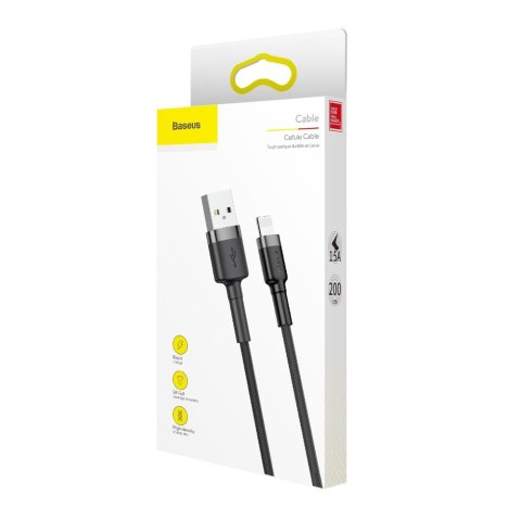 Wytrzymały kabel przewód w oplocie USB do iPhone Lightning QC3 2m - czarny BASEUS