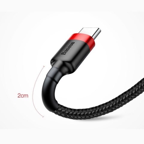 Wytrzymały nylonowy kabel przewód USB - USB-C QC3 3m - czerwony BASEUS