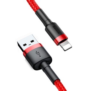 Wytrzymały nylonowy kabel przewód USB - iPhone Lightning QC3 3m - czerwony BASEUS