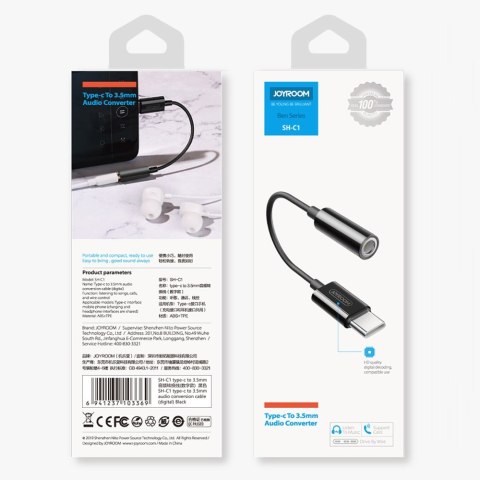 Adapter przejściówka do słuchawek 3.5 mm mini jack żeński - USB-C męski biały JOYROOM