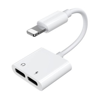 Adapter przejściówka rozdzielacz słuchawkowy iPhone Lightning - 2x Lightning biały JOYROOM