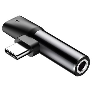 Audio Converter L41 adapter przejściówka ze złącza USB-C na port USB-C + Jack 3.5 mm czarny BASEUS